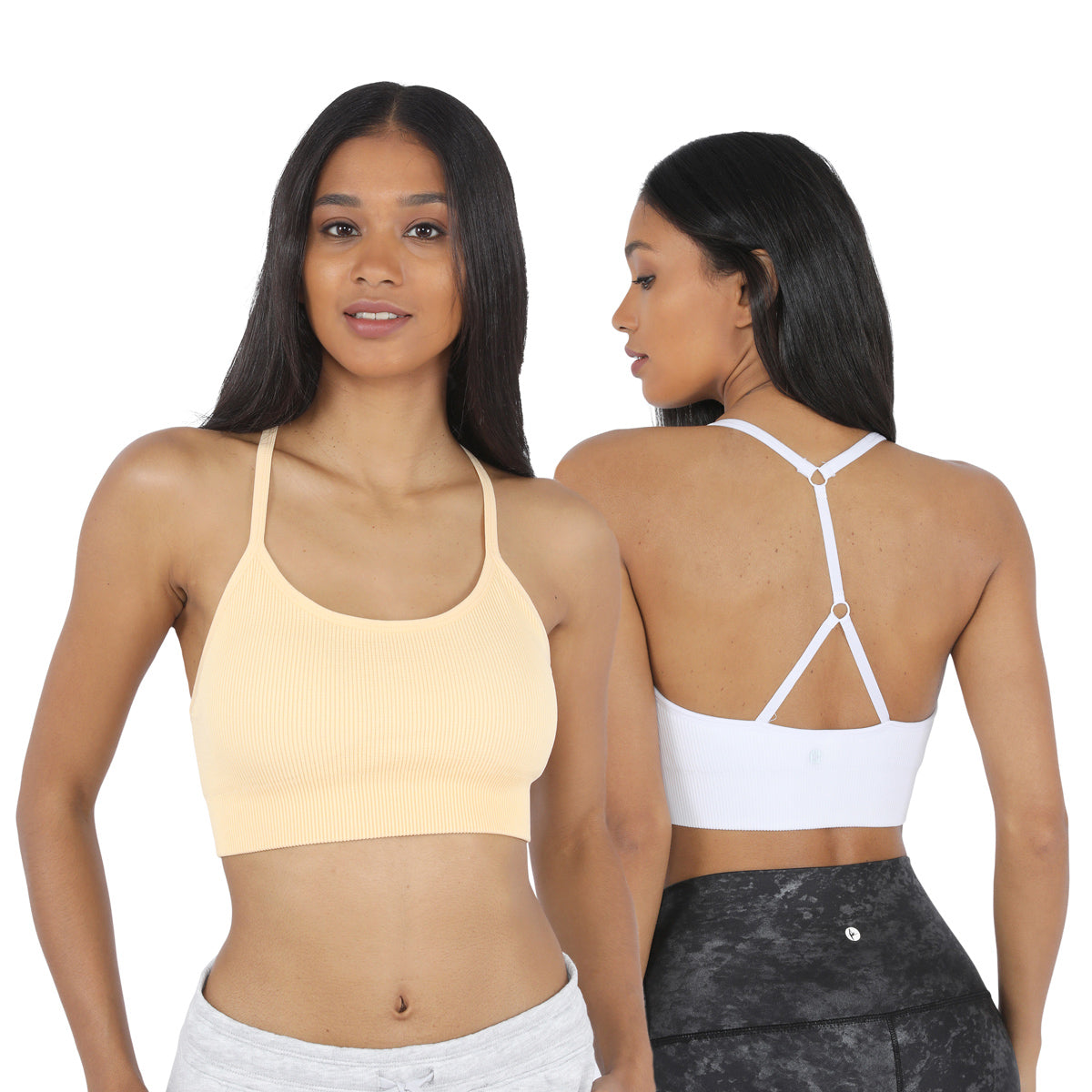 90 Degree By Reflex Women's Seamless Ribbed Cropped Bra Top 2-Pack – PROOZY