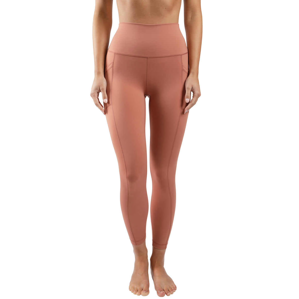 Yogalicious by Reflex Women's Carbon Lux High Waist Elastic Free Side  Pocket 7/8 Ankle Legging