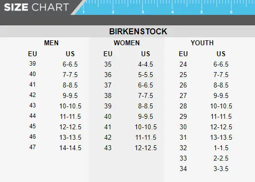 birkenstock size chart