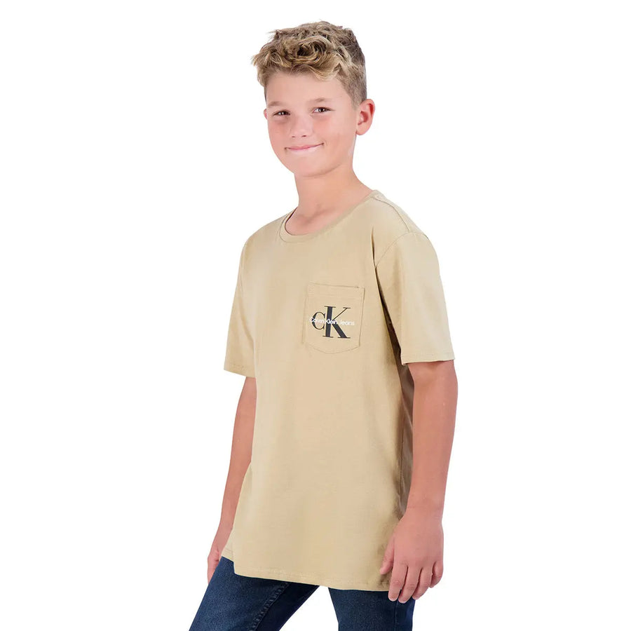 Calvin Klein Boy's Monogram Logo Pocket Short Sleeve Tee