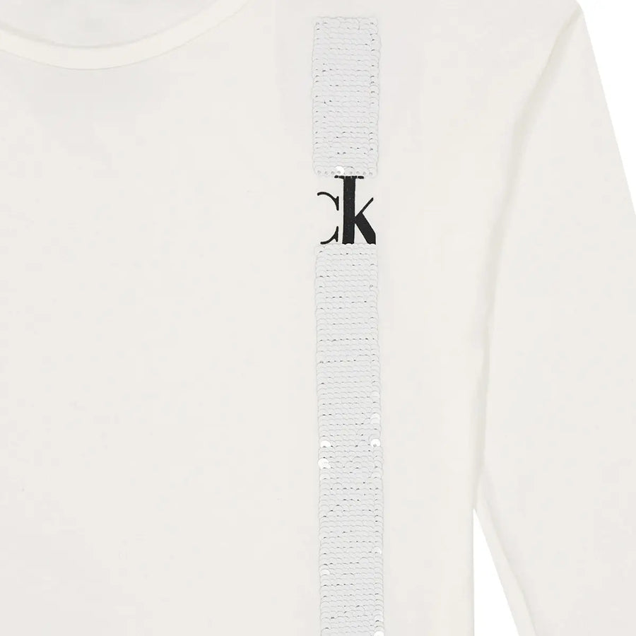 Calvin Klein Girl's Vertical CK Long Sleeve Tee