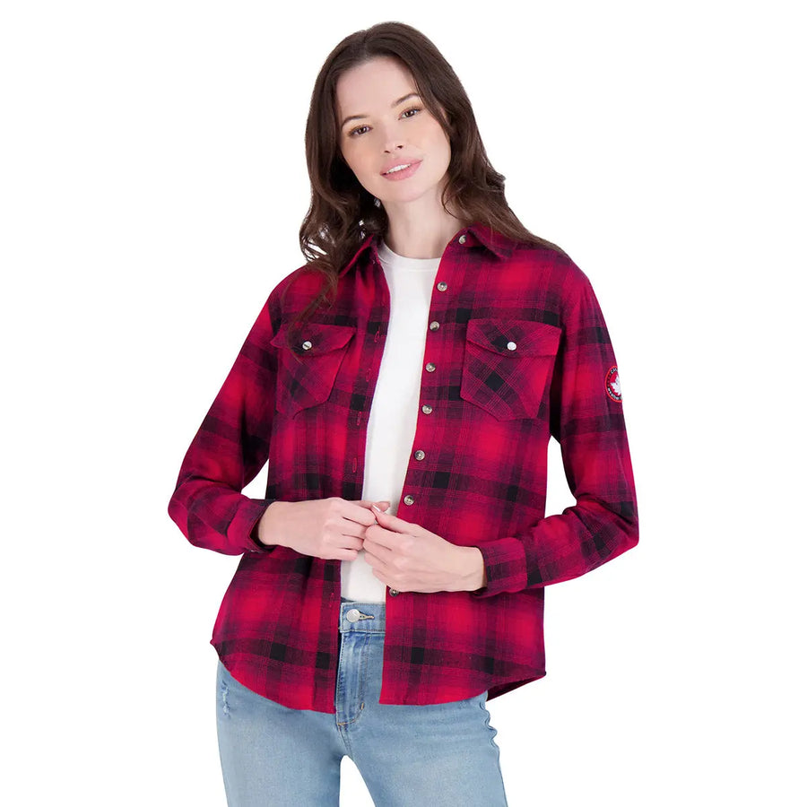 Canada Weather Gear Women's Vintage Plaid Double Pocket Shirt
