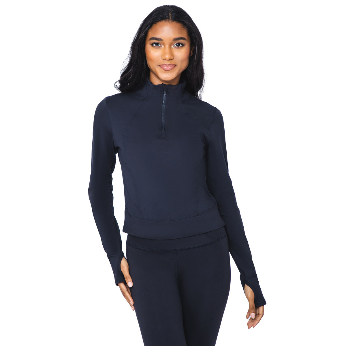 90 Degree By Reflex Womens Interlink Ribbed Half Zip Long Sleeve Crop Top  Jacket, Black, X-Small : : Clothing, Shoes & Accessories