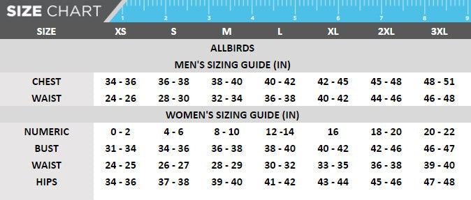 Size Chart - allbirds Women's Bikini Brief